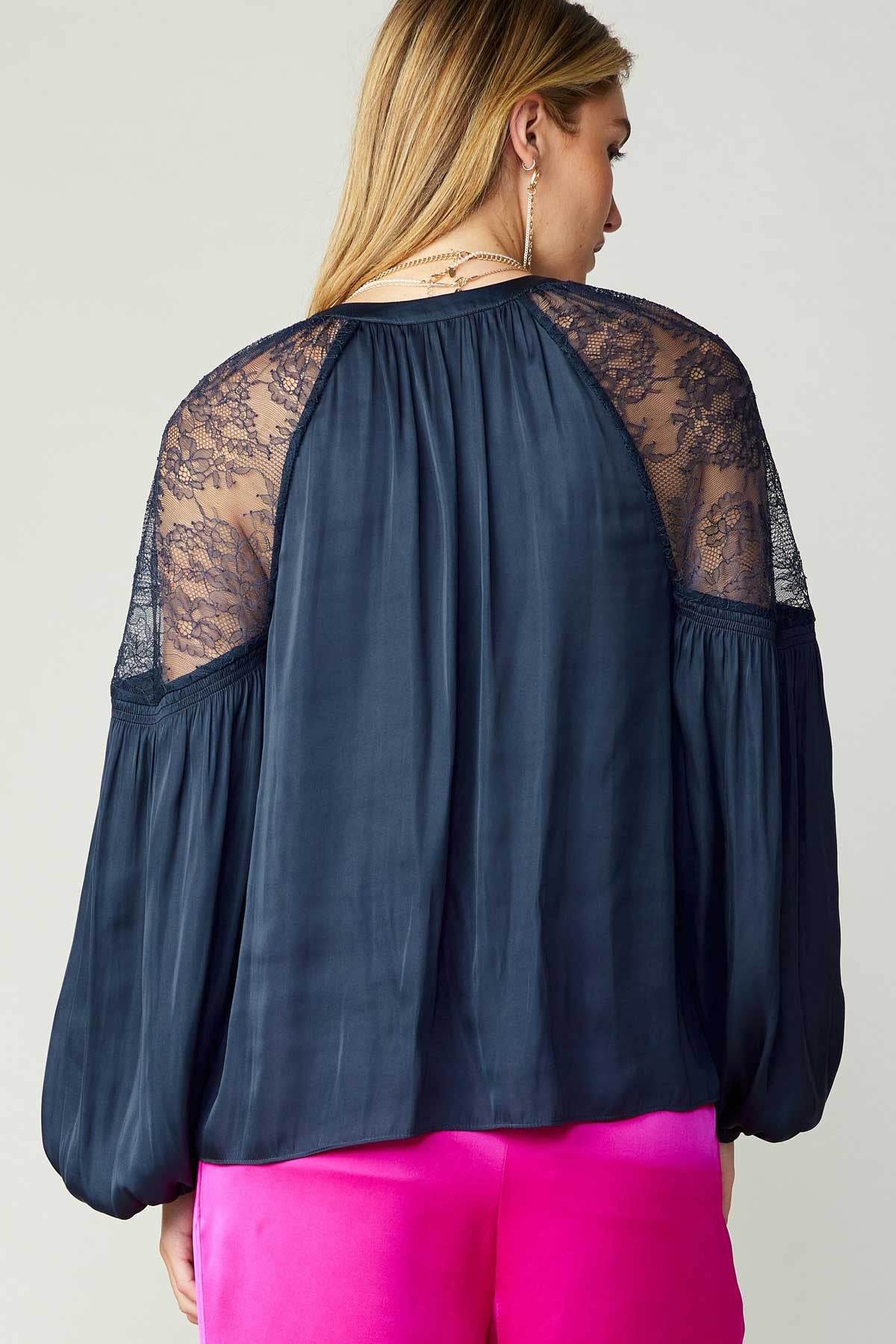 LS Split Neck Lace Blouse