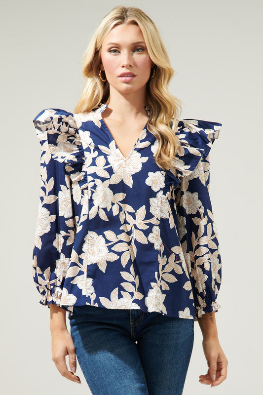 Lilo Night Tropics Ruffle Top