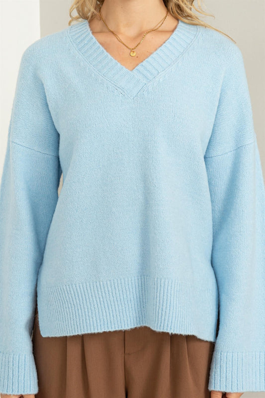 V-neck Wide Sleeve Sweater