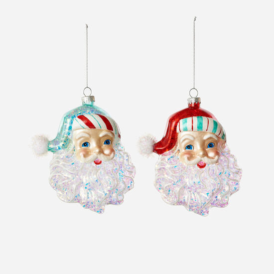 Candy Stripe Santa Head Ornament