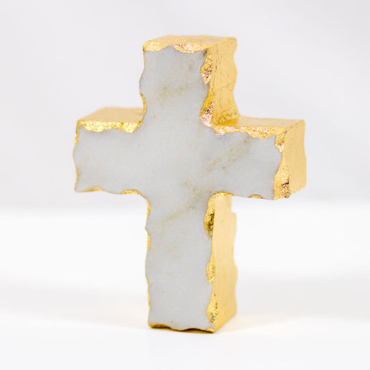 Cross Gold Edge Marble Decor