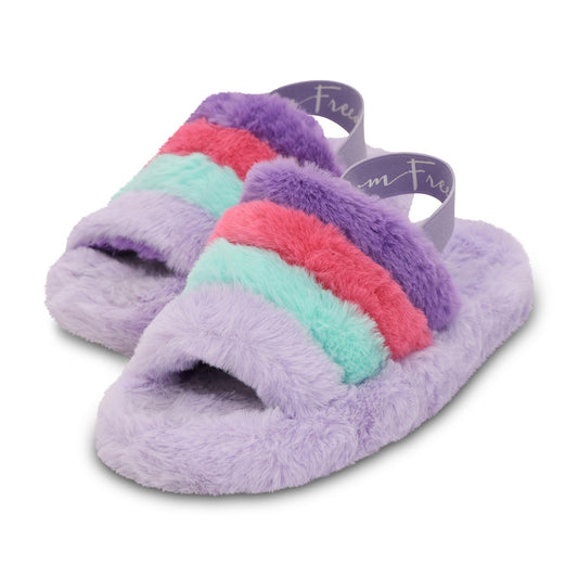 Purple, Pink, & Blue Furry Slippers