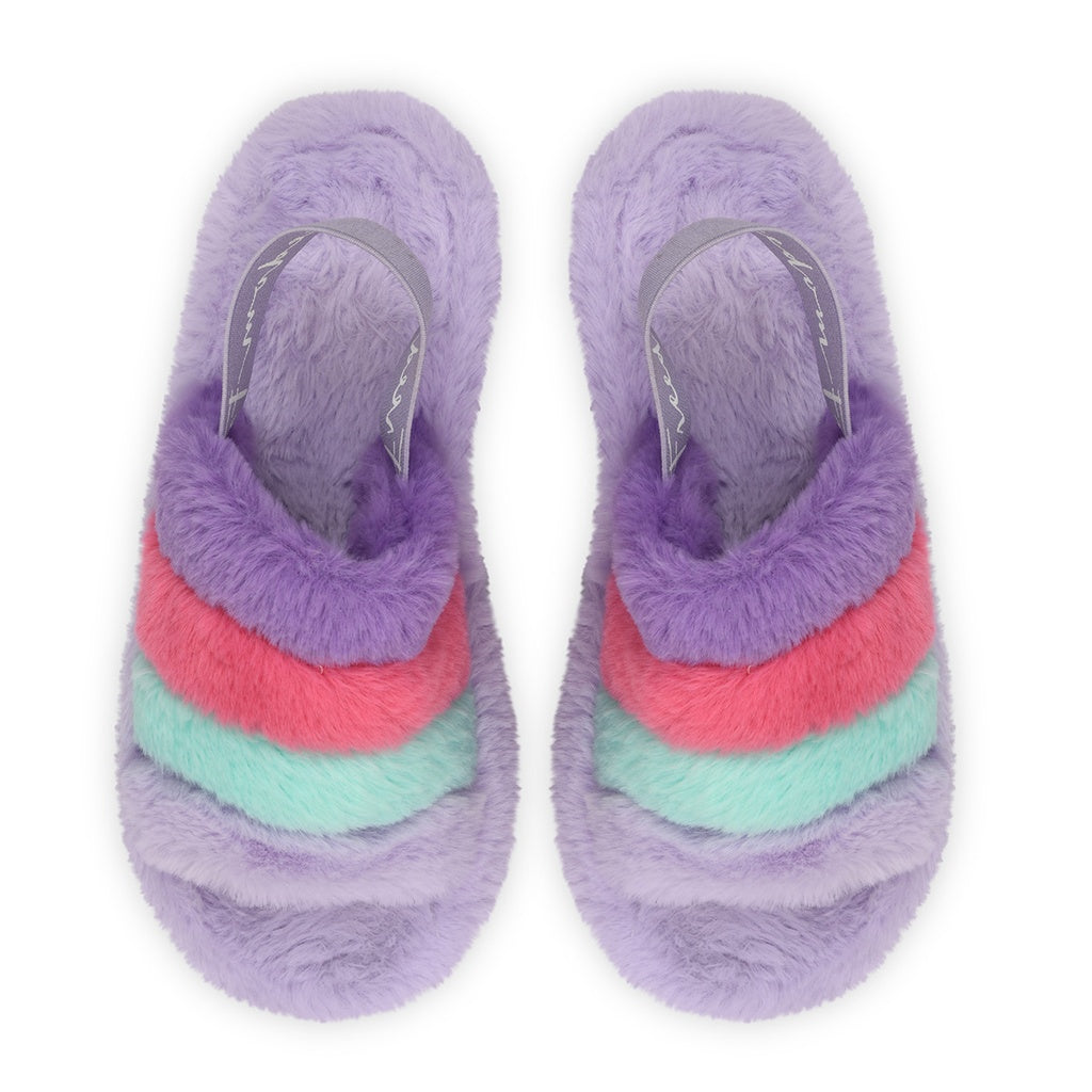 Purple, Pink, & Blue Furry Slippers