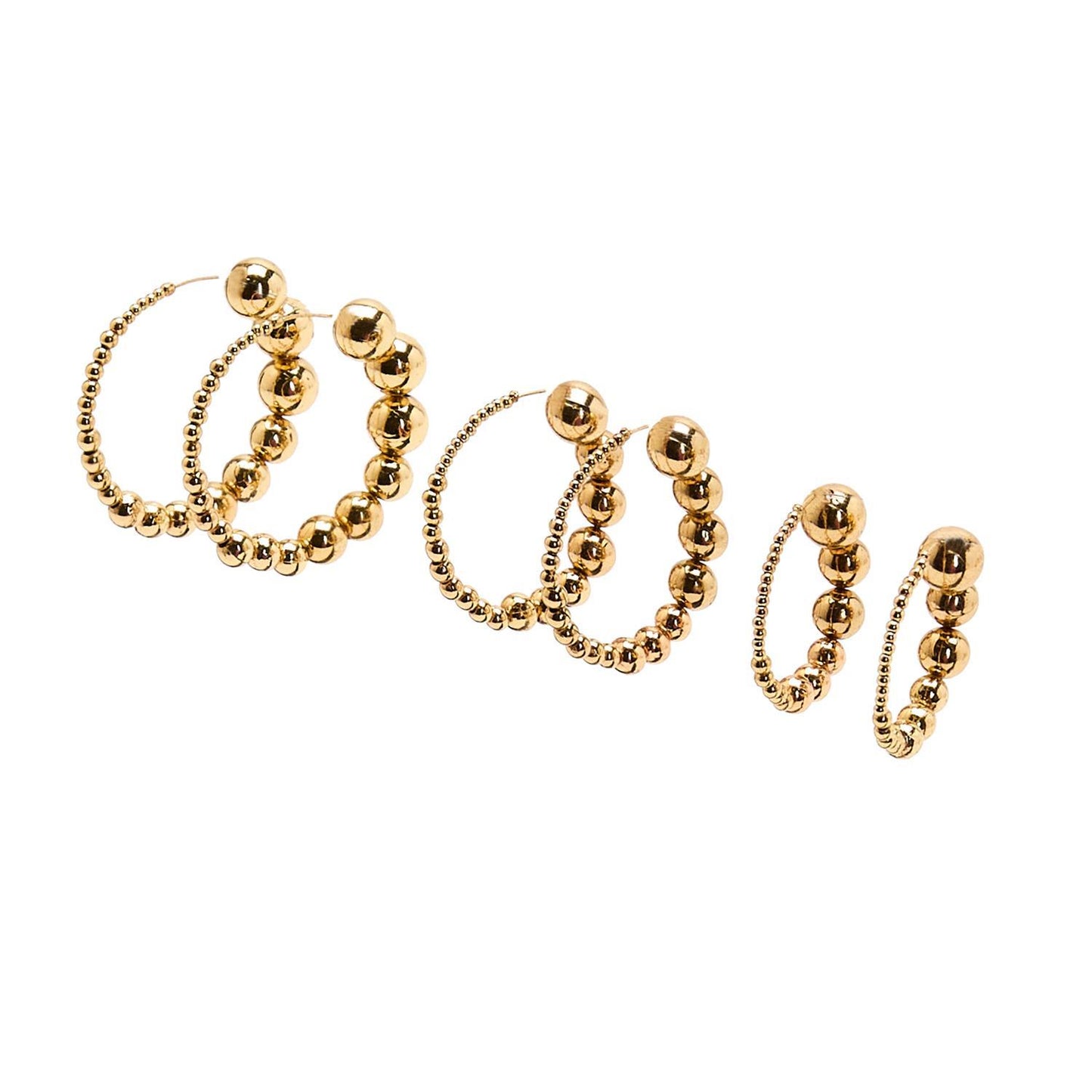 Medium Gold Ball Hoop Earrings