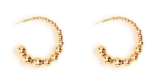 Medium Gold Ball Hoop Earrings