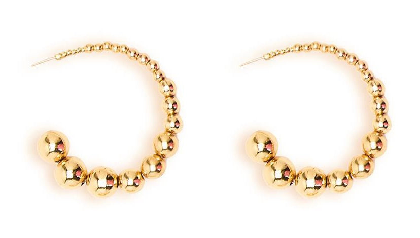 Large Gold Ball Hoop Earrings