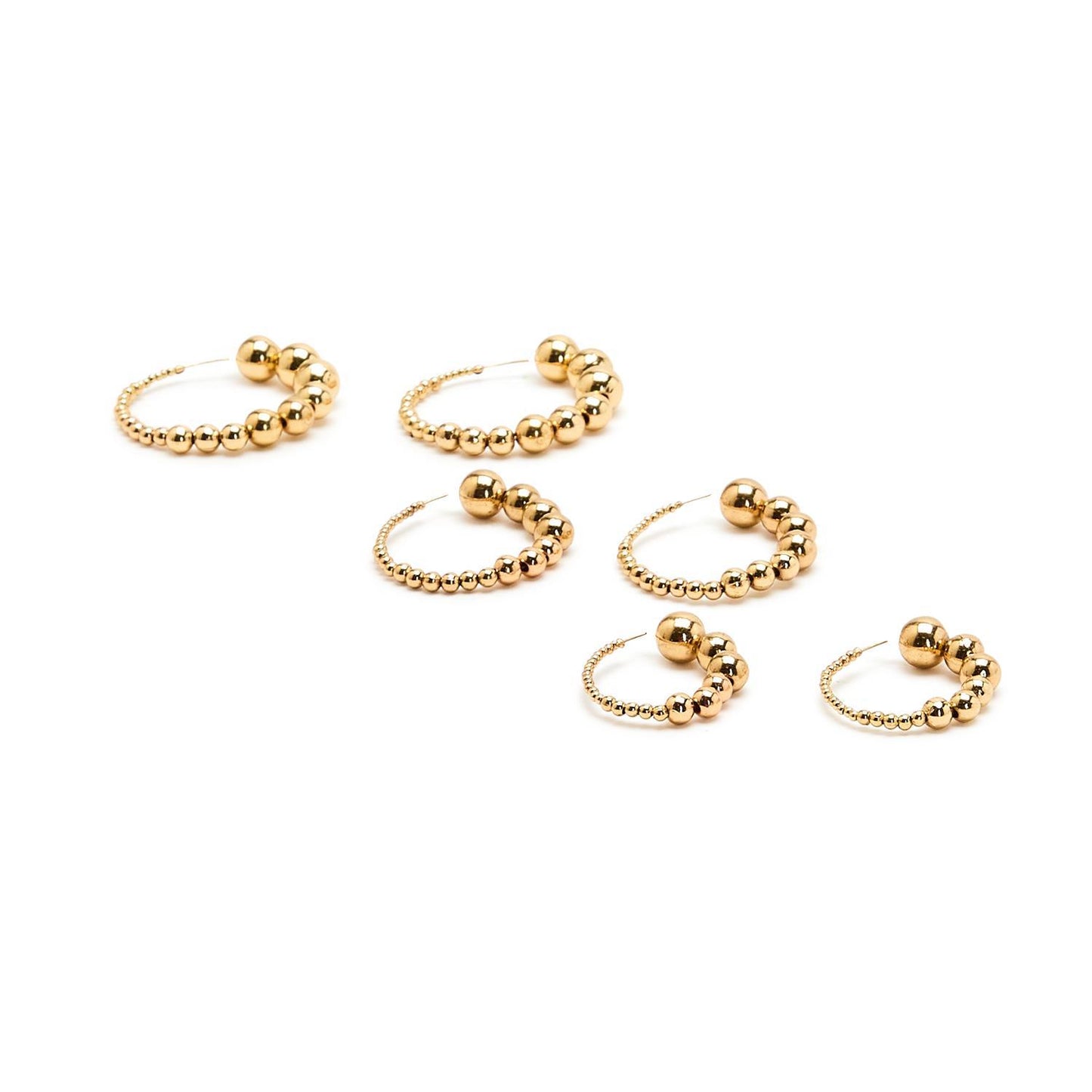 Medium Gold Ball Hoop Earrings