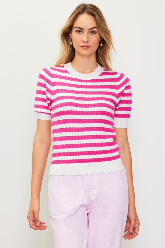 Short Sleeve Striped Sweater