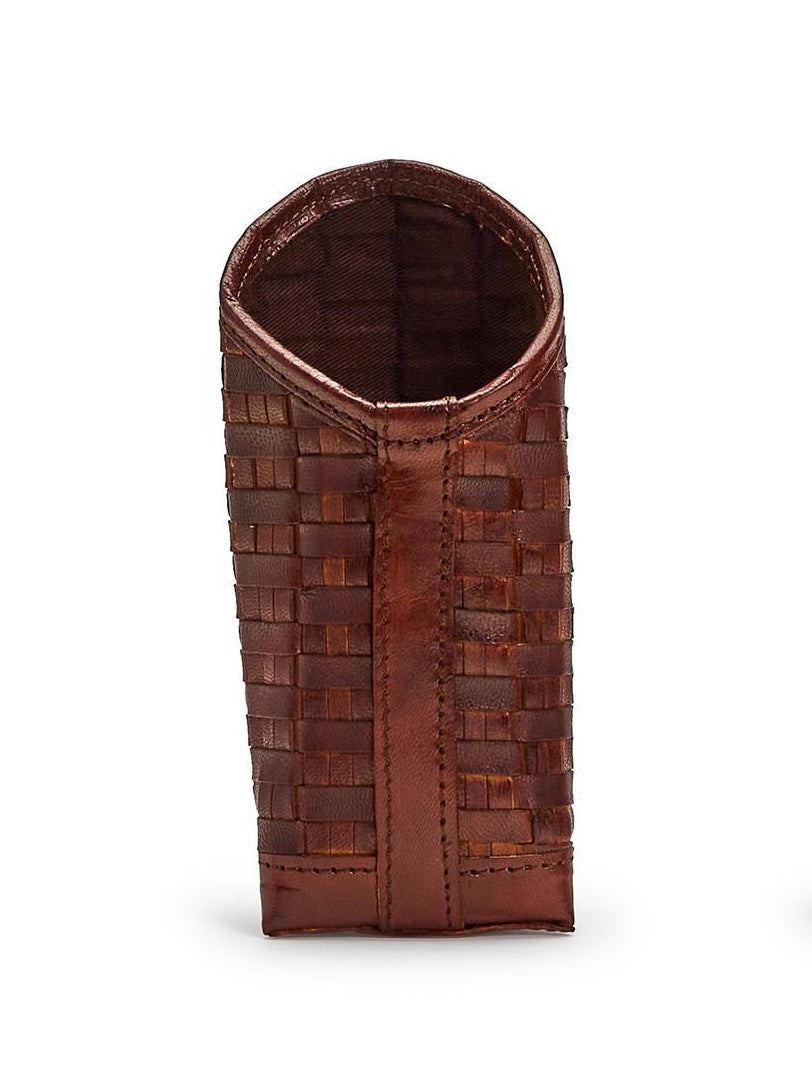 Chestnut Woven Leather Eyeglass Holder