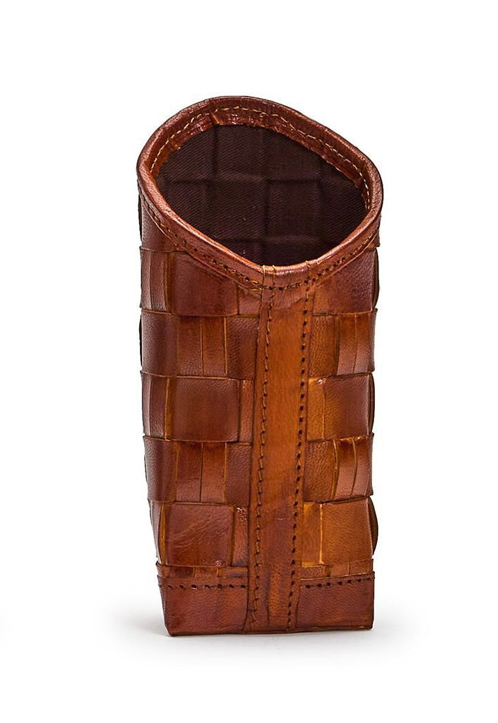 Chestnut Woven Leather Eyeglass Holder