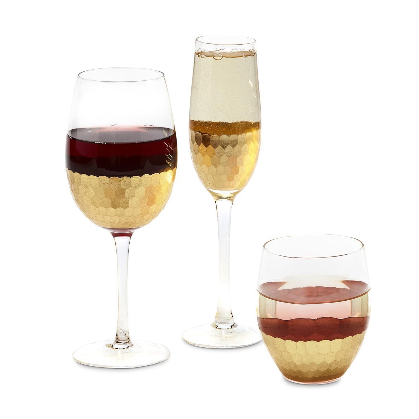 Gold Faceted Stemless Glass