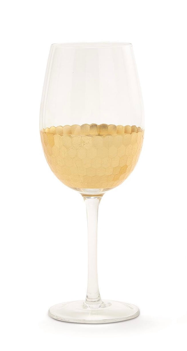 Gold Faceted Wine Glass