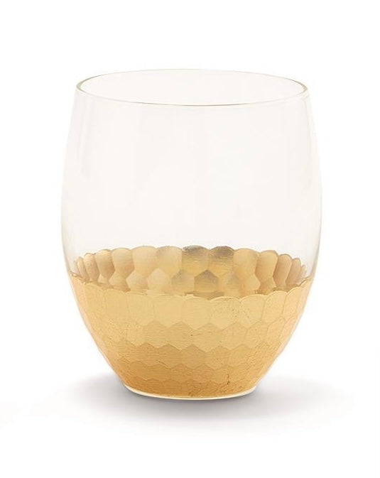 Gold Faceted Stemless Glass