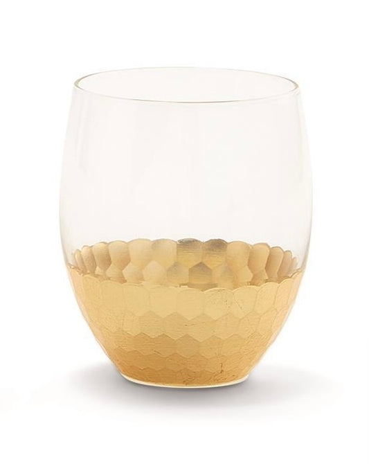 Gold Faceted Stemless Glass