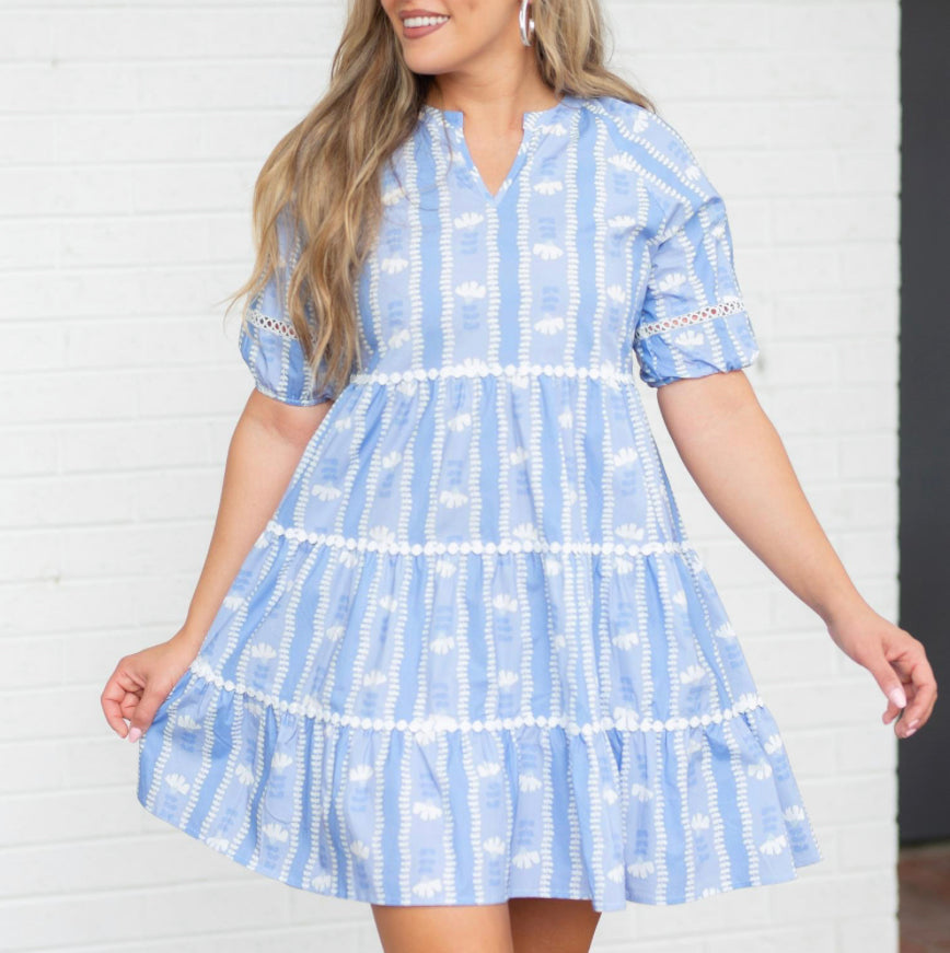 Palmer Stem Stripes Blue Dress