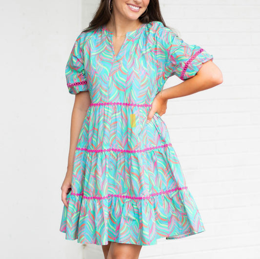 Palmer Palm Fresca Teal Dress