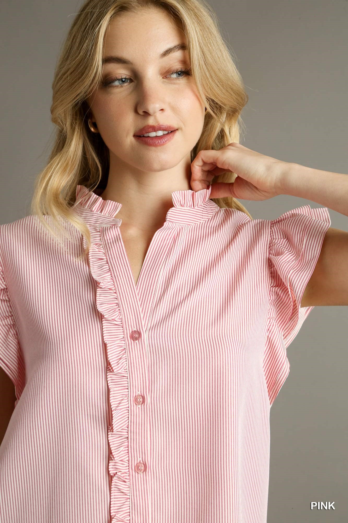 Striped Blouse With Flutter Sleeves