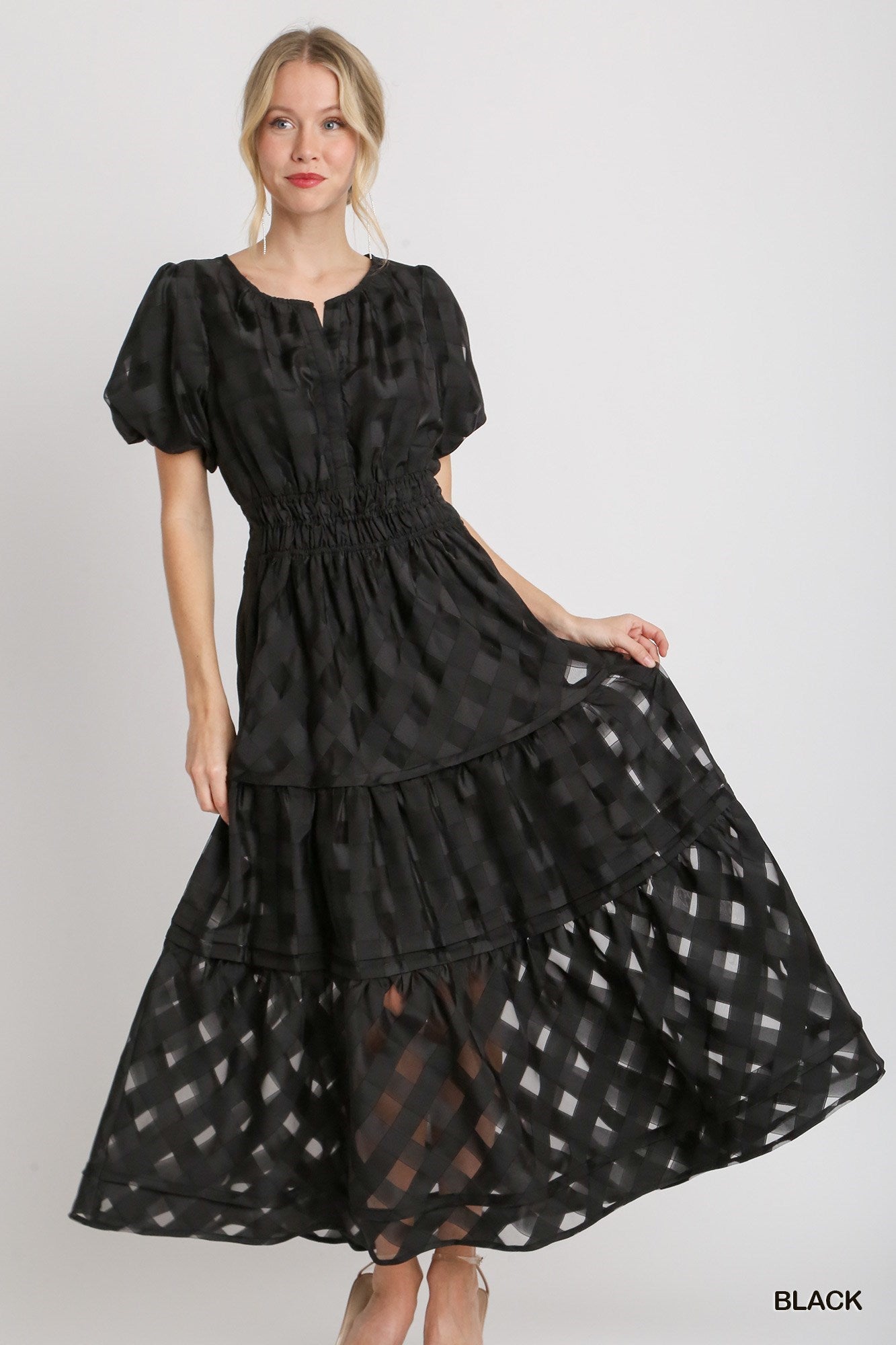 Organza Tiered Midi Dress
