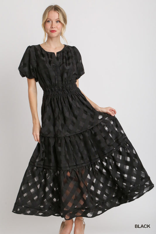 Organza Tiered Midi Dress