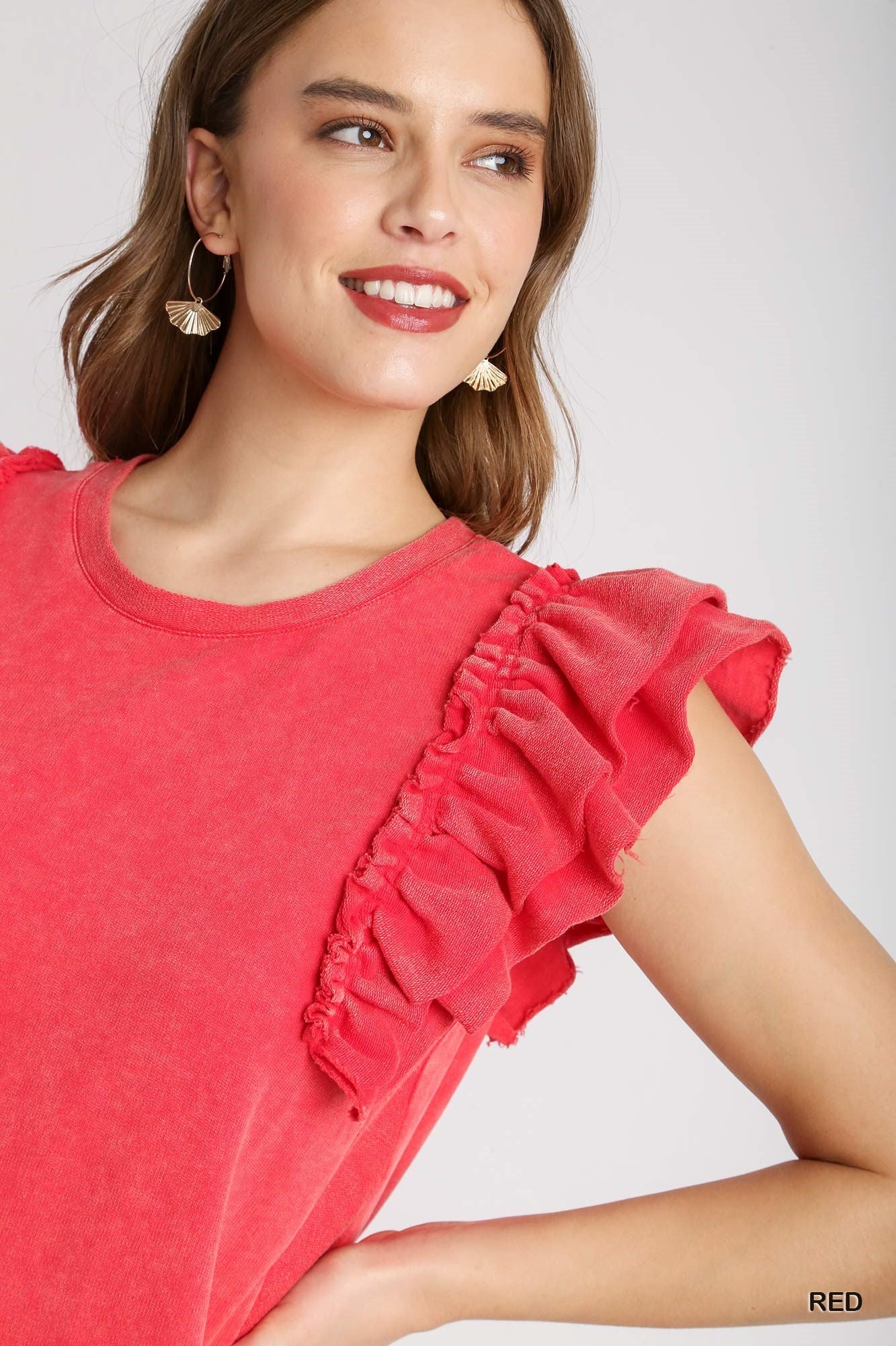 French Terry Ruffle Sleeve Dress
