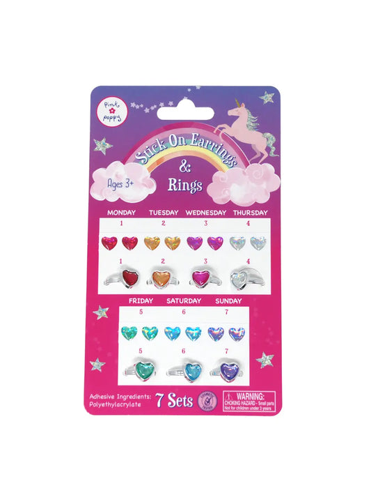 7 Day Stick On Earring & Ring Set