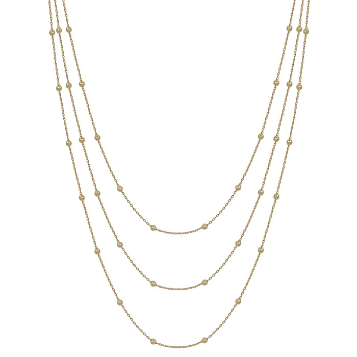 Triple Layered Gold Thin Dot Necklace