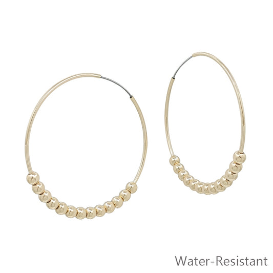 2" Gold Hoops- 4mm Beads