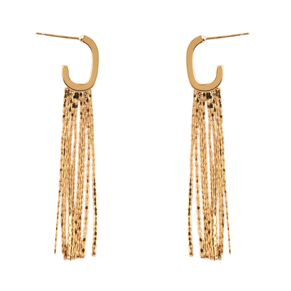 Gold Huggie Hoop With Gold Tassel