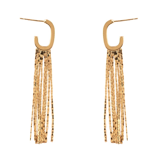 Gold Huggie Hoop With Gold Tassel