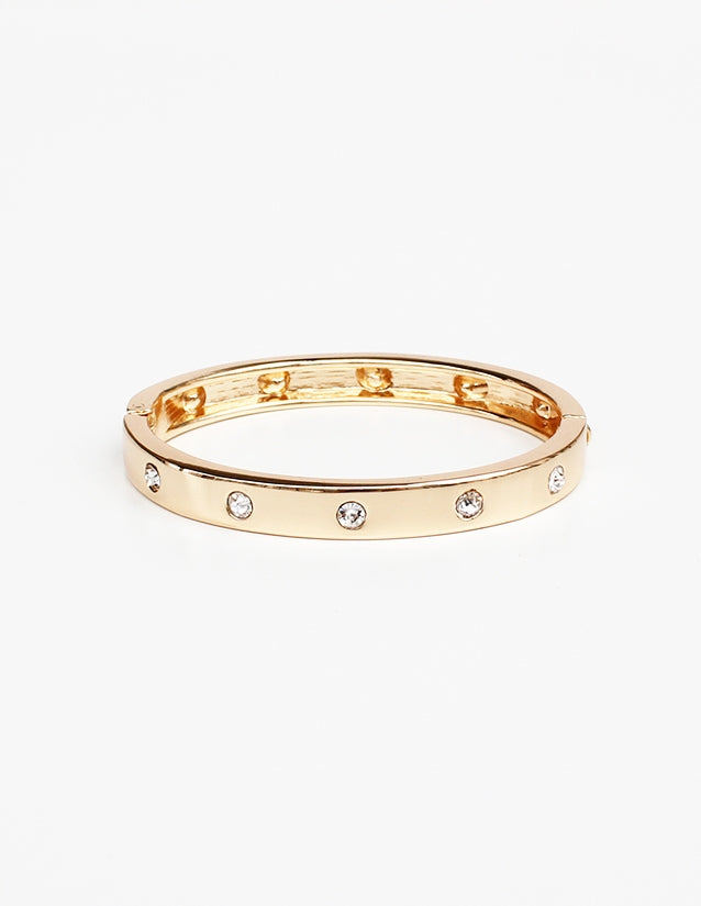 Gold Bangle With Rhinestones Bracelet