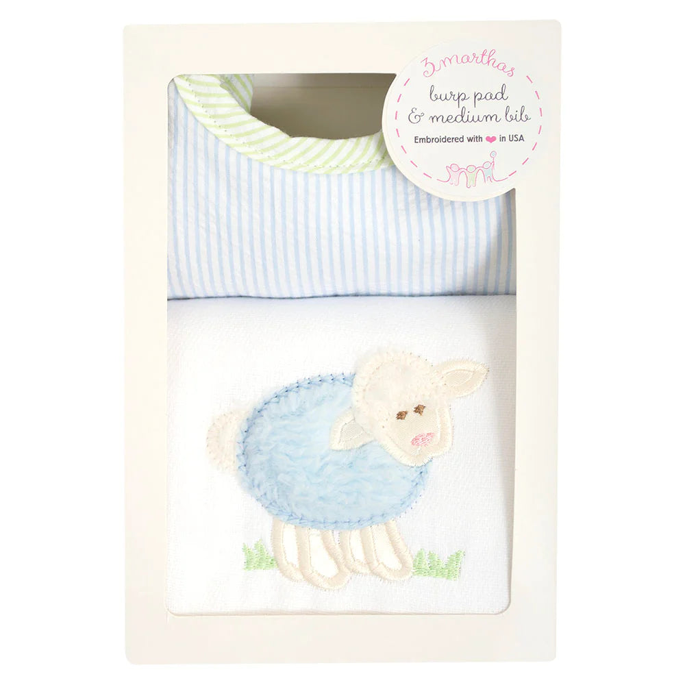 Little Lamb bib/burp set