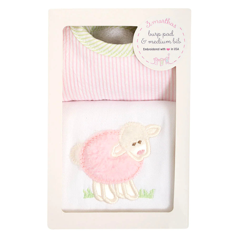 Little Lamb bib/burp set
