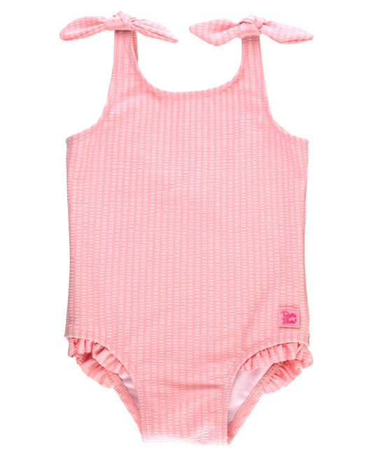 Tie Shoulder One-Piece Pink