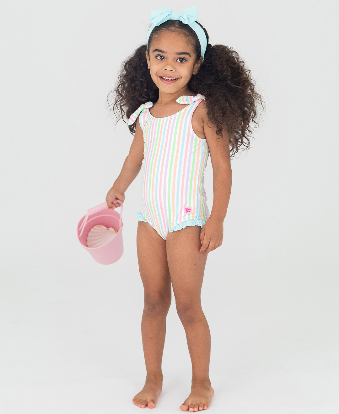 Tie Shoulder One-Piece Rainbow
