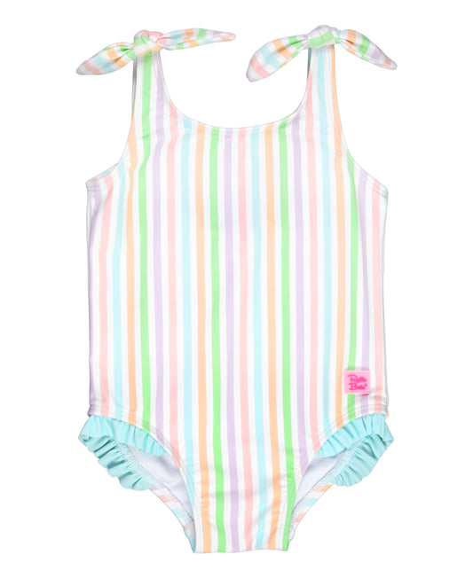 Tie Shoulder One-Piece Rainbow