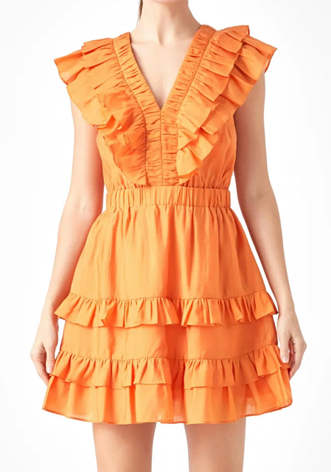 Bright Ruffle Mini Dresses Ruffle Detail Mini Dress – Smitten Gift Boutique