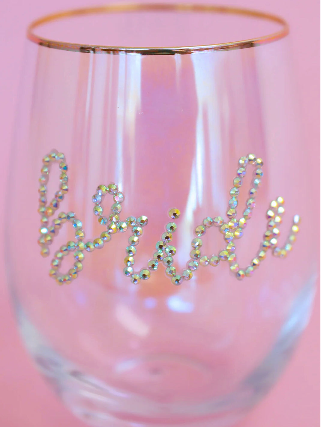 Rhinestone Bride Stemless Wine Glass