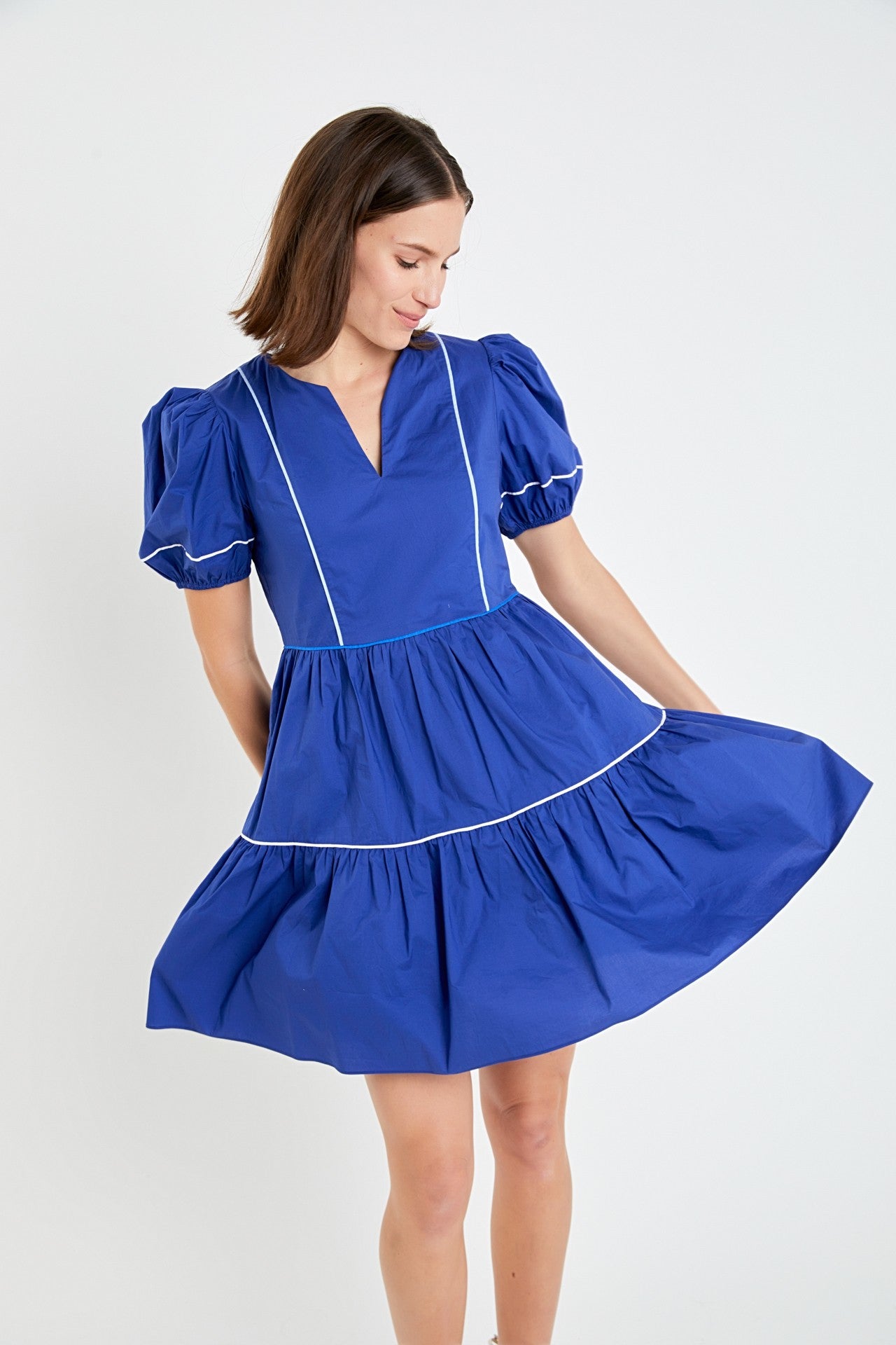 Piping Detail Mini Dress