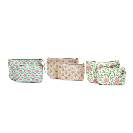Floral Block Print Pouch