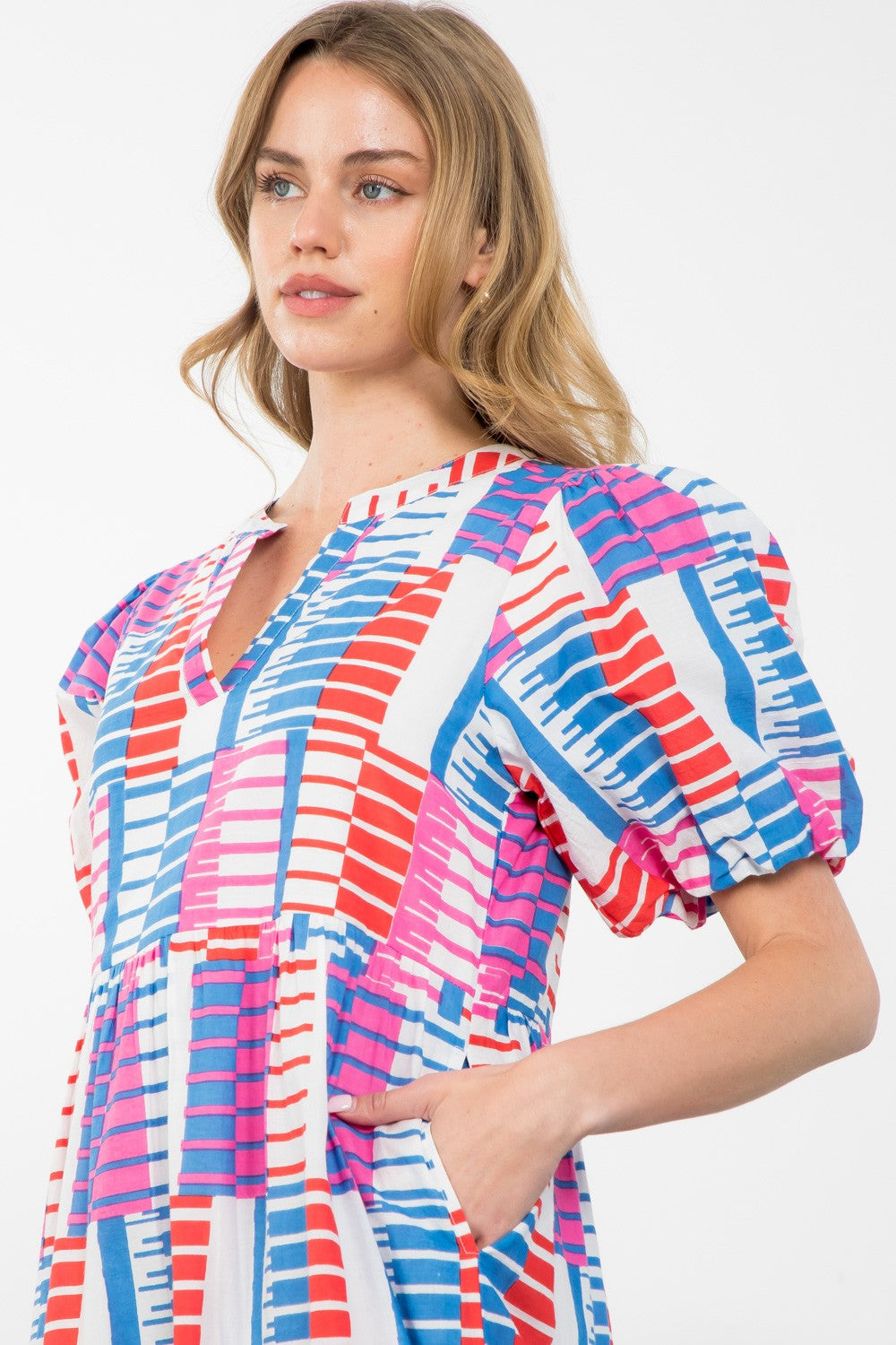 Puff Sleeve Print Maxi Dress