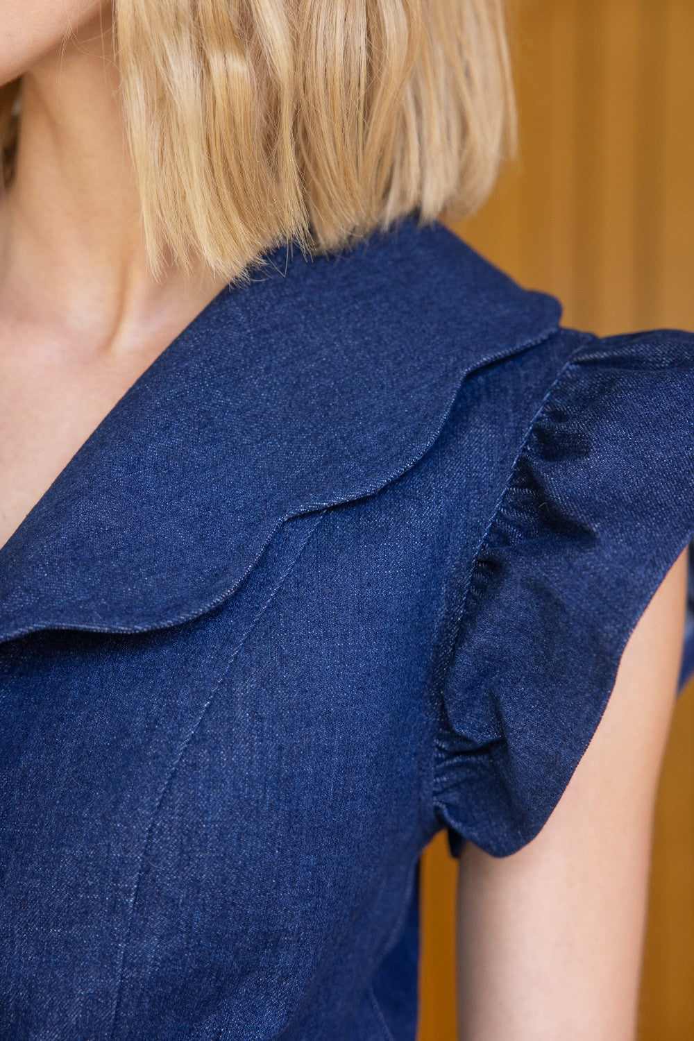 Scallop Collar Button Front Dress