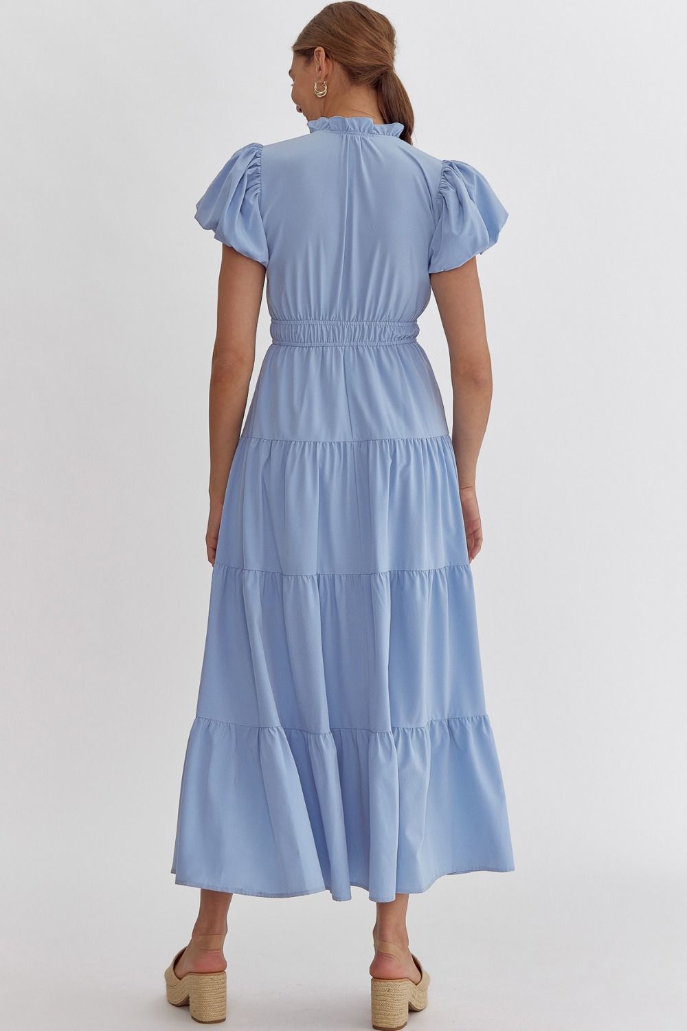 V-neck Tiered Midi Dress