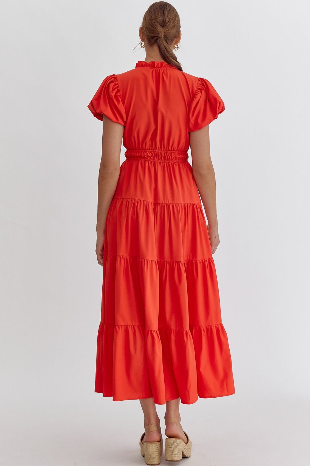 V-neck Tiered Midi Dress