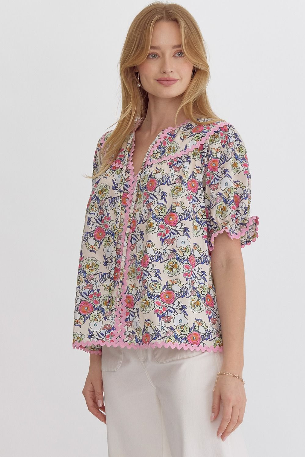 Floral Puff Sleeve Top