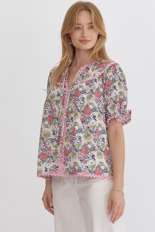 Floral Puff Sleeve Top