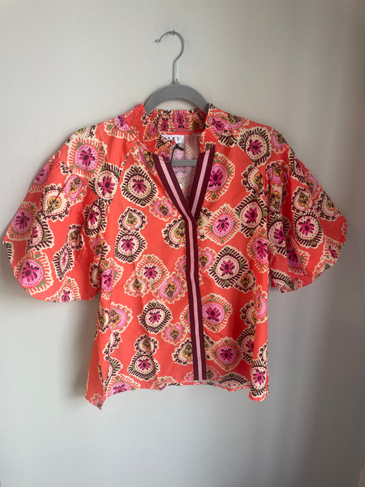 Puff Sleeve Print Top