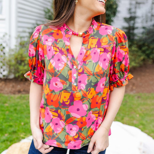 Marlowe Make Me Blush Olive Top