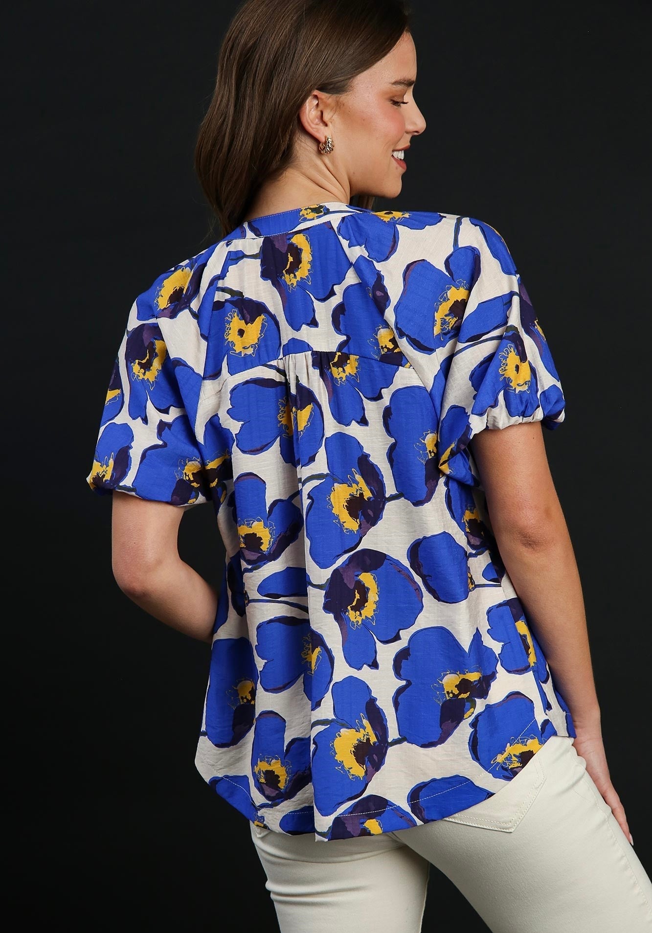 Floral Print Mid Button Down Top