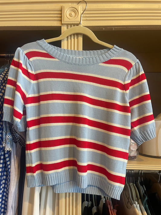 Blue and red striped sweater