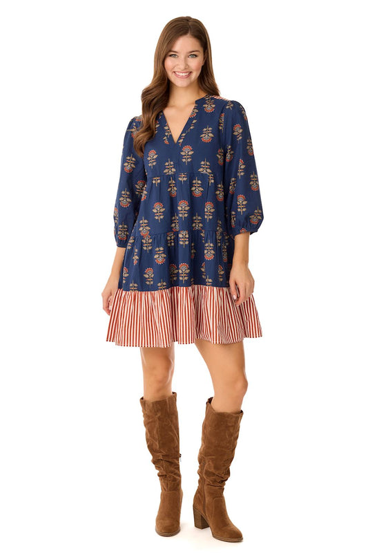 Floral and Stripe Tunic Dress